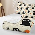 thumbnail image 4 of Manfei Cartoon Black Cat Quilt King, Kawaii Kitten Paw King Coverlet Set, Cream Orange, 3 Pieces, 1 Bedspread and 2 Pillowcases, 4 of 7
