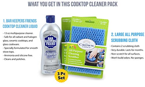 Bar Keepers Friend Cooktop Cleaner Kit Liquid 13 Oz And Two All