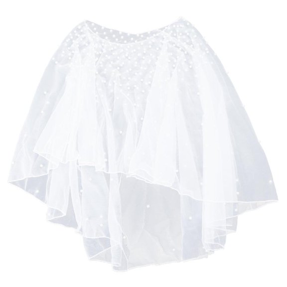 Yammee Wedding Wraps Tulle Capes Pearl Beads Shawls with Delicate Beads Embroidery Bridesmaid Capelet Shrug for Party Evening