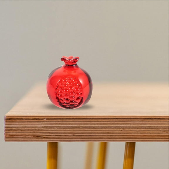 MLINS Mini Realistic Glass Pomegranate Ornament for Home Decor Miniature Fruit Sculpture Elegant Desktop Glass Adornment for Living Room or Kitchen Decoration