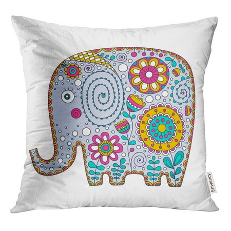 Nice Throw Pillows STOAG Cute Elephant Cartoon Floral Doodle Nice Bishop for Babies Throw Pillowcase Cushion Case Cover 16x16 inch ()