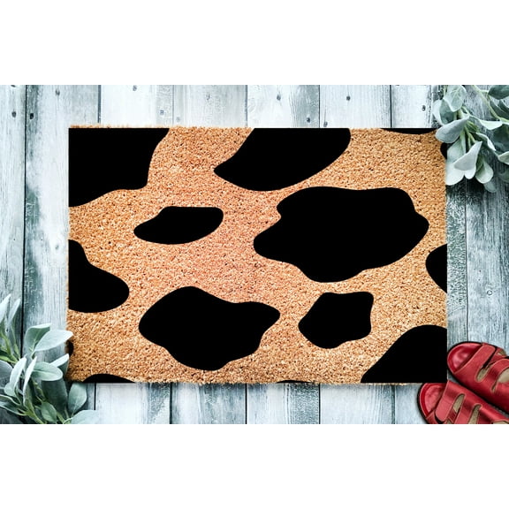 Cow Print Heart Door Mat | Animal Print Doormat | Welcome Mat | Housewarming Gift | Farm Decor Gift | New Home | Closing Gift