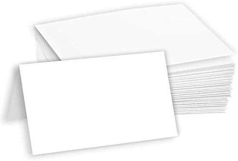 100 Pack White Cardstock Paper 80lb Cover Hamilco Blank Tent Name Place Table Cards 3 1/2 x 2 Folded Card Stock 