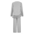thumbnail image 7 of ATOYSOY Women's Long Sleeve Ribbed Tracksuits Casual Plus Size Knitted Outfits for Ladies Activewear Sweat Suits Pants Ribbed Tops 2 Piece Lounge Sets Tassels Gray XXL, 7 of 7