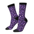 thumbnail image 1 of Balery Purple Leopard Calcetas Largas con Estampado para Hombre y Mujer – Suaves y Transpirables, Talla Única (US 5-11), 1 of 6