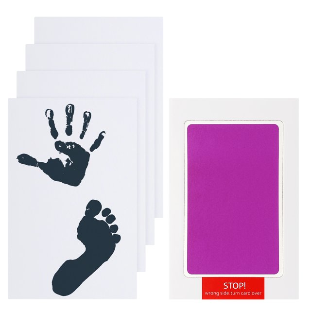 Uxcell Inkless Handprint and Footprint Kit, 3x5 Inch Mess Free Pet Paw Print Kit 1 Rose Red Inkless Print Pads + 4 Imprint Cards Clean Touch Ink Pad for Keepsake Gift and Pets Imprint