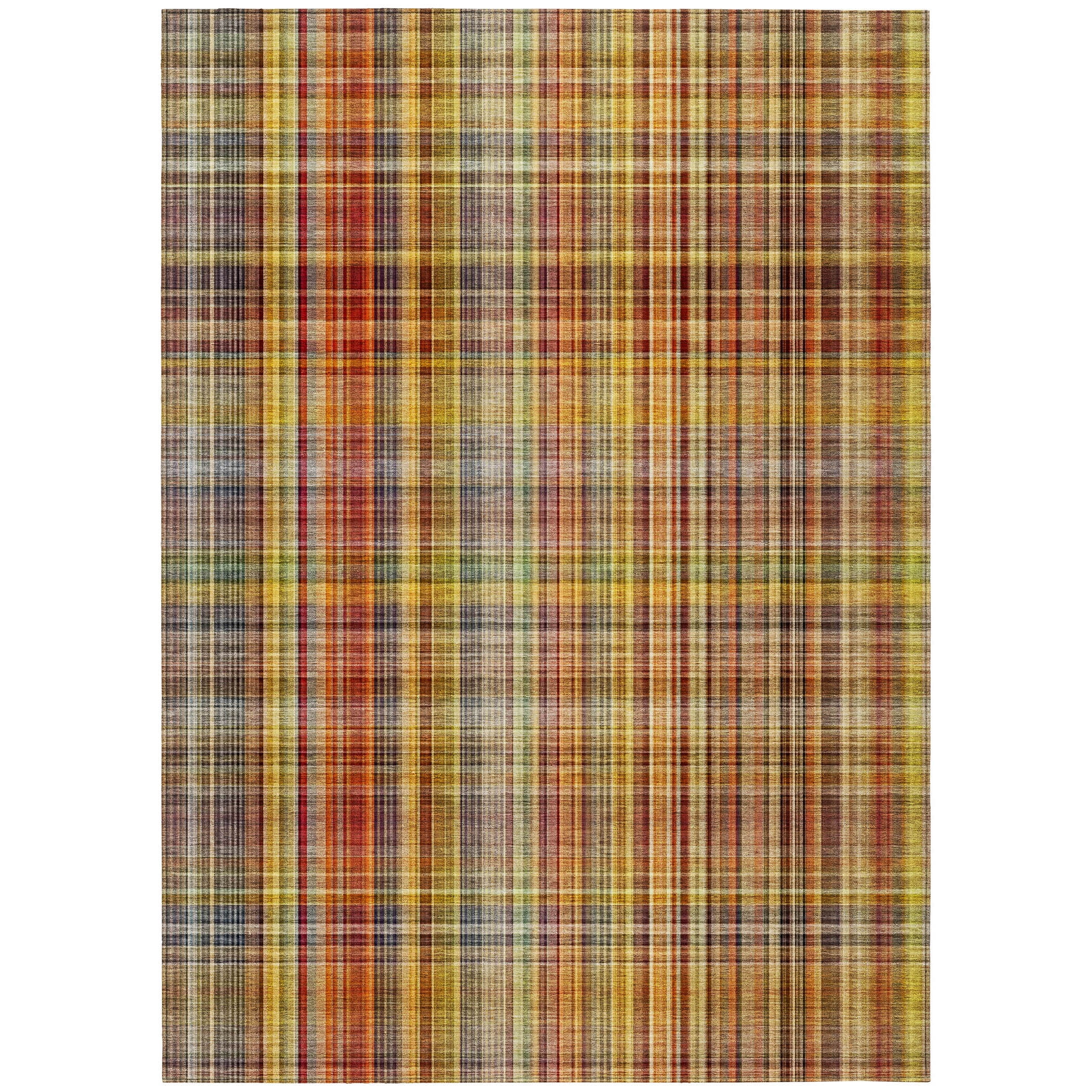 Addison Rugs Chantille Indoor/Outdoor Transitional Plaid Paprika Washable Rectangle Rug, 5' x 7'6"