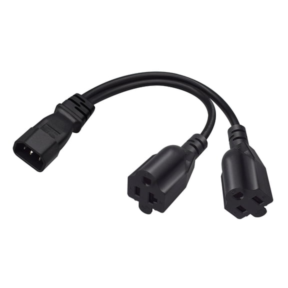 3-Prong C14 to Nema 5-15R 5-20R Connector Adapter Cord Male Plug to Female Socket Converter Cable Y-splitter Power Line
