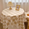 thumbnail image 1 of Nvzi checkerboard tablecloth high-end desk decoration tablecloth tea table tablecloth pad decoration (light coffee color, 140 * 140cm), 1 of 4