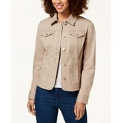 Charter Club Women's Denim Jacket Beige Size Petite Large