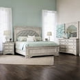 thumbnail image 4 of Highland Park Rustic Ivory Wood Upholstered Panel Queen Bed, 4 of 6