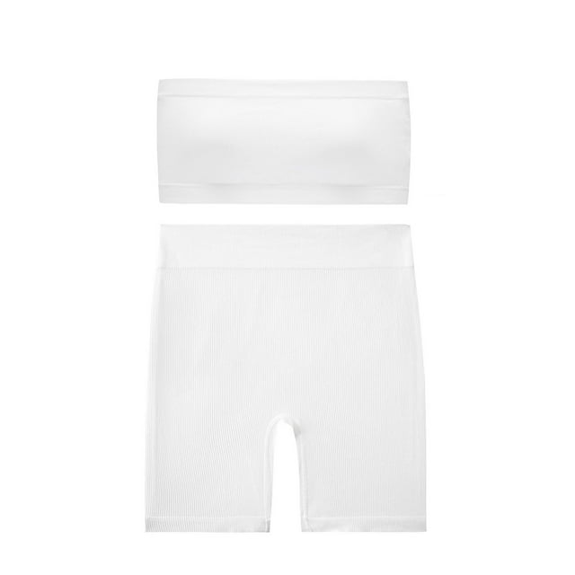 Conjunto de dos piezas de moda para mujer, cuello redondo, sin mangas, pantalones cortos y blusa lisa.