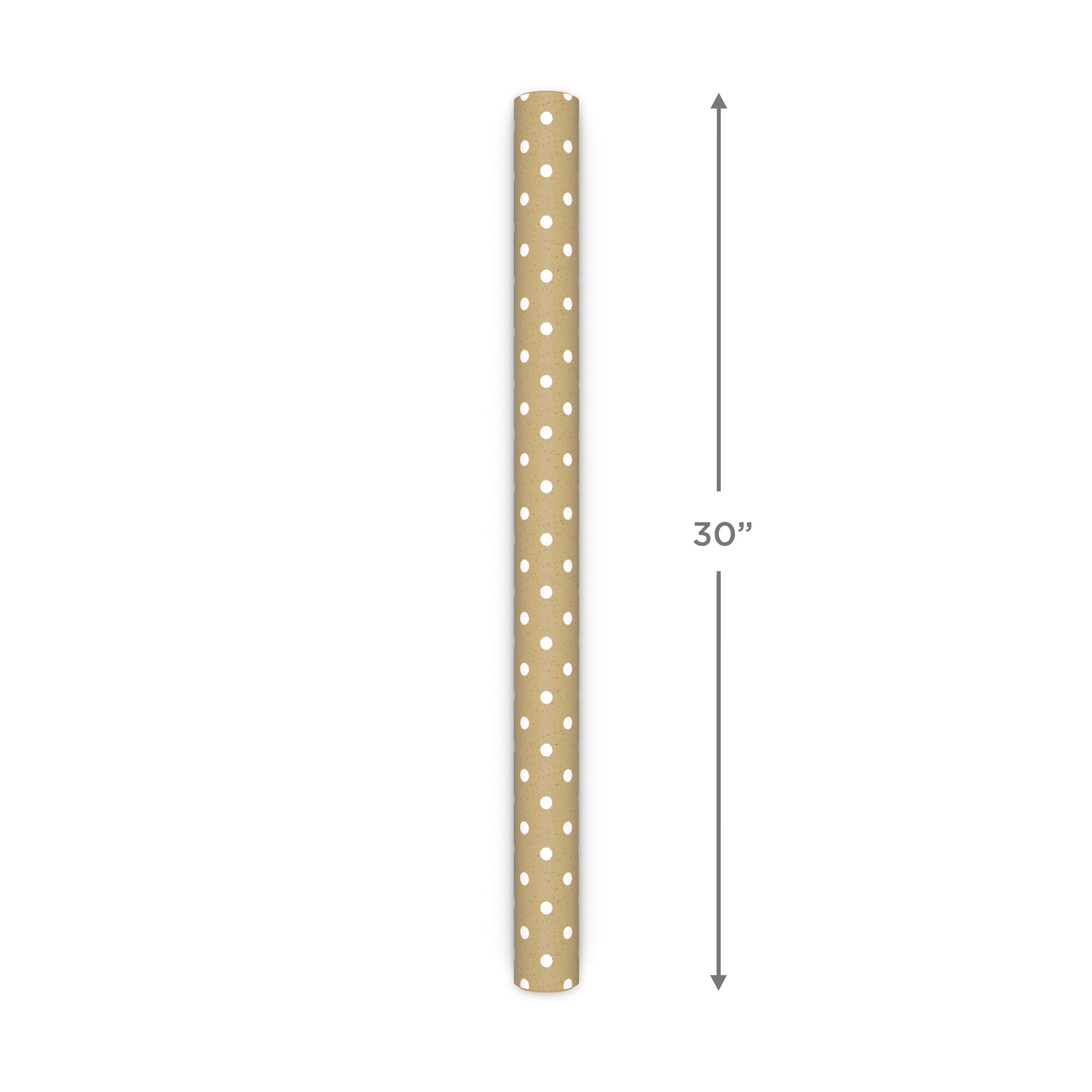 Hallmark Reversible Wrapping Paper Roll (Kraft Dots and Stripes) 20 Sq. ft.
