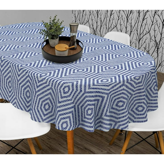 Farmhous Geometry Reusable Table Cloth for Home Decor 72x54 Inch Oval