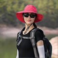 thumbnail image 4 of Women's Ponytail Safari Sun Hat Mesh Wide Brim UV Protection Outdoor Bucket Hat Foldable Beach Summer Fishing Hat, 4 of 4