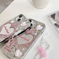 thumbnail image 3 of Cute Pink White Love Heart Star Water Ripple Plating Mirror Lanyard Chain Phone Case Compatible with iPhone Case (Silver,iPhone 13), 3 of 6