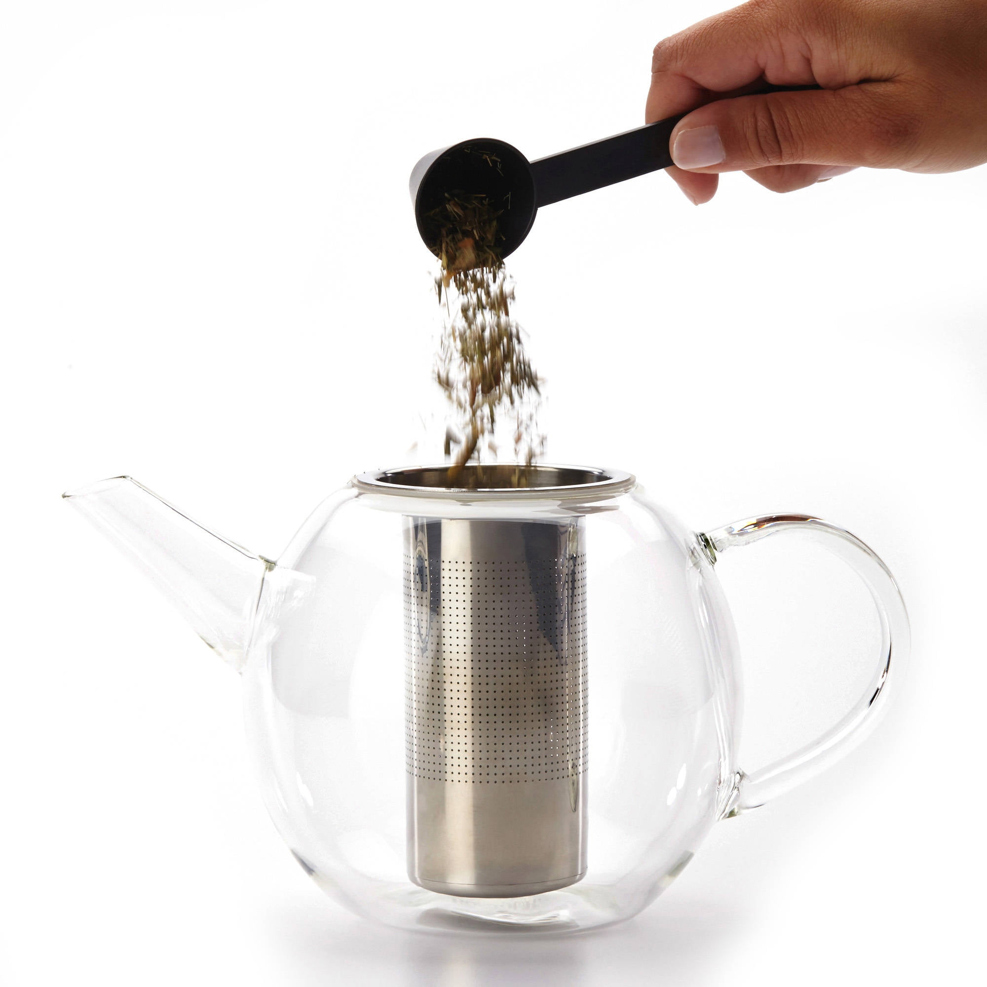 pure glass, no metal or plastic parts 22oz Ultra Clear Borosilicate Glass Teapot & Infuser Suns Tea TM 