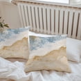 thumbnail image 5 of Abstract Beach Ocean Outdoor Pillow Covers Pack of 2 Summer Coastal Sea Waves Beige Gradient Waterproof Throw Pillow Covers Decorative Cushion Cases for Patio Garden Tent Balcony Couch 18x18 inch, 5 of 8