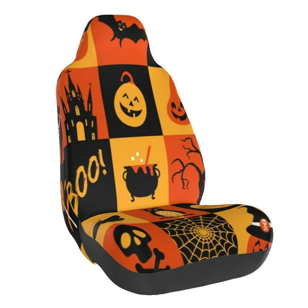 Fotbe Halloween Banner Symbols Funda para Asiento de Auto con Estampado – Impermeable y Antisudor – Ajuste Universal, Lavable a Máquina, Antideslizante (1 Pieza)