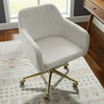 thumbnail image 2 of Linon Abram Task Chair with Adjustable Height & Swivel, 275 lb. Capacity, Off White Velvet Fabric, 2 of 11