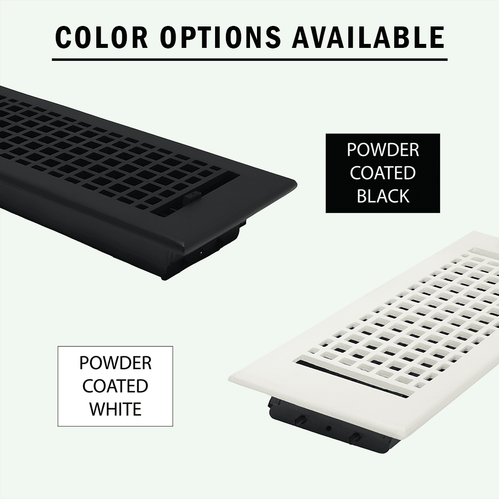 SET OF 5 Mosaic Air Supply Vent 4"x10" Duct Opening (Overall 5-1/2"x 11-3/4") Heavy Gauge Solid Cast Register || Powder Coated White with holes