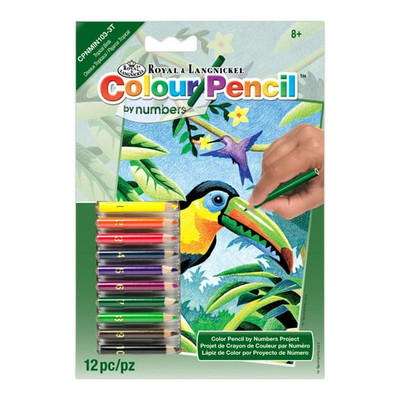 Royal & Langnickel(R) Mini Color Pencil By Number Kit 5"X7"-Tropical Birds