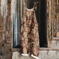 thumbnail image 2 of lcziwo Womens Cotton Linen One Piece Jumpsuits Vintage Floral Print Wide Leg Overalls Summer Casual Sleeveless Adjustable Straps Romper with Pockets Multicolor S, 2 of 6