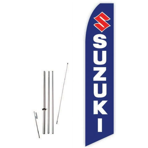Suzuki Blue Super Novo Feather Flag - Complete with 15ft Pole Set and Ground Spike