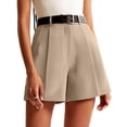 thumbnail image 2 of Sewkxo Womens Casual Elastic Waist Wide Leg Suit Shorts Summer Dressy Work Shorts with Pockets,Khaki S, 2 of 8