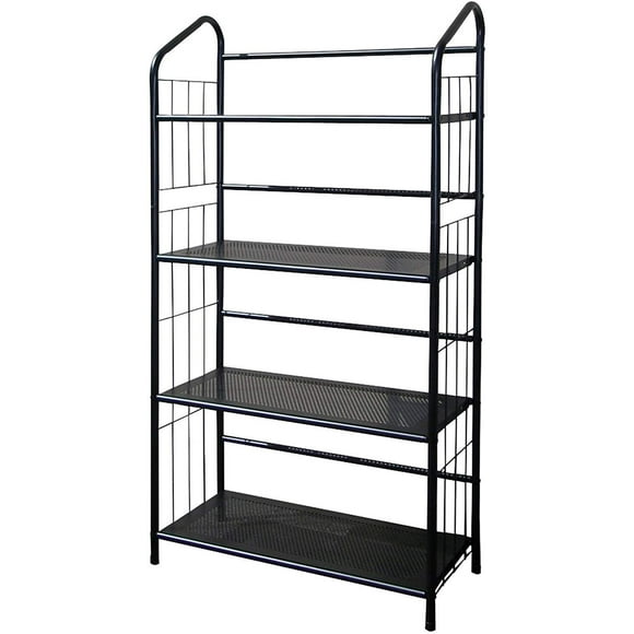 Legacy Decor 4 Tier Metal Utility Rack Bookcase Bookshelf Black Finish 48.5" High X 26" Wide X 13" Deep (4 Tier)