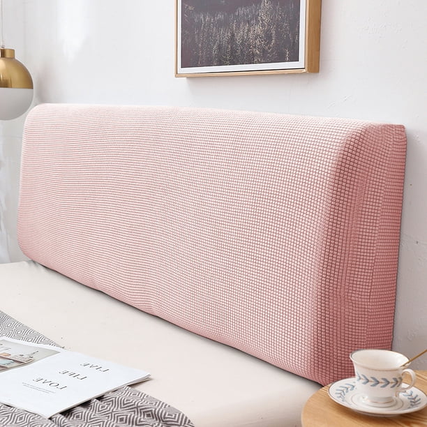 Xiao Hua pieza de tela de felpa suave y elástica, todo incluido, desmontable, lavable con agua, funda protectora para cabecera de dormitorio, funda protectora de 1,2 m de largo (rosa)