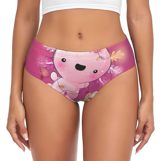 Fotbe Cute Pink Axolotl A Calzones Estampados para Mujer – Ropa Interior de Algodón, Cómoda, Suave y Elástica-Medium