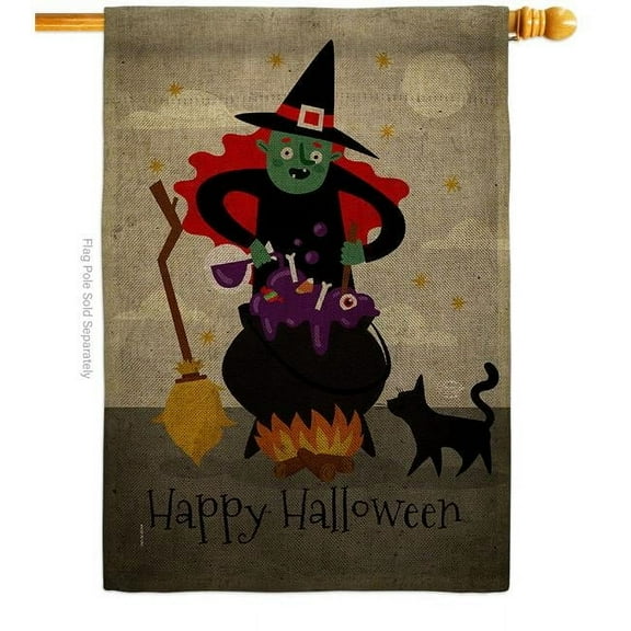 Ornament Collection H190173-DB Casting Spells Falltime Halloween 28 x 40 in. Double-Sided Decorative Horizontal House Flag for Decoration Banner Garden Yard Gift