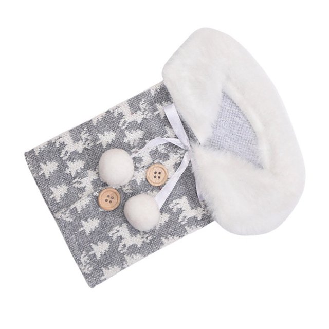 Bewildely Funda para botella de vino, funda con patrón de alce de encaje, de comedor, ropa navideña para botella de vino, bolsa de Kits de decoración para fiestas Gris