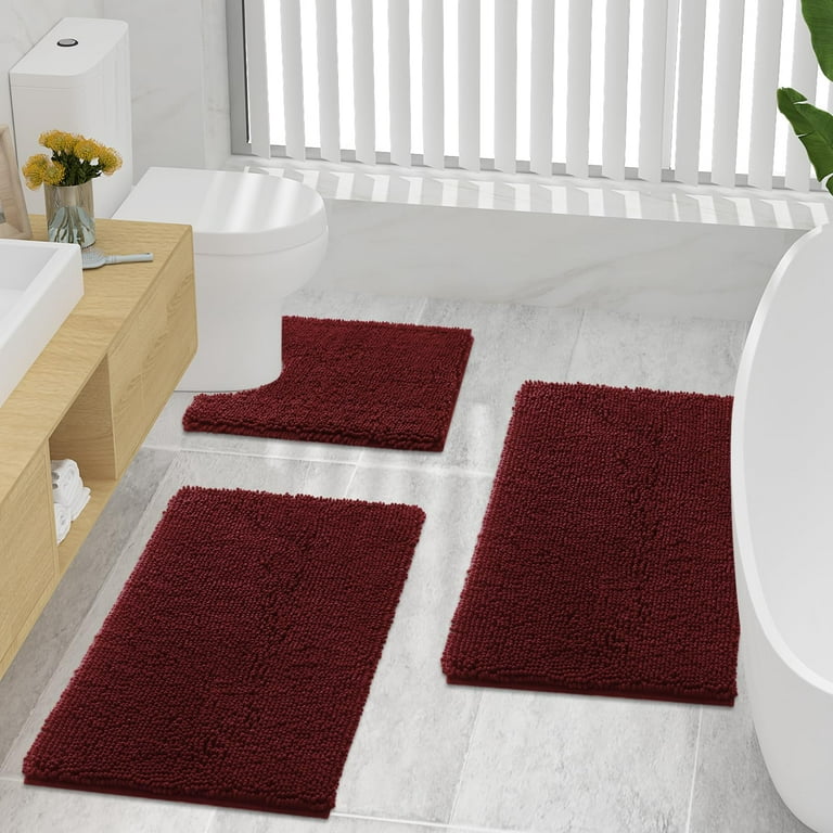 Deconovo Christmas Bathroom Rugs - Large Bathroom Mat, Extra Soft Plush Red  Bathroom Rugs, Chenille Bathroom Rugs Non Slip, Super Absorbent & Washable