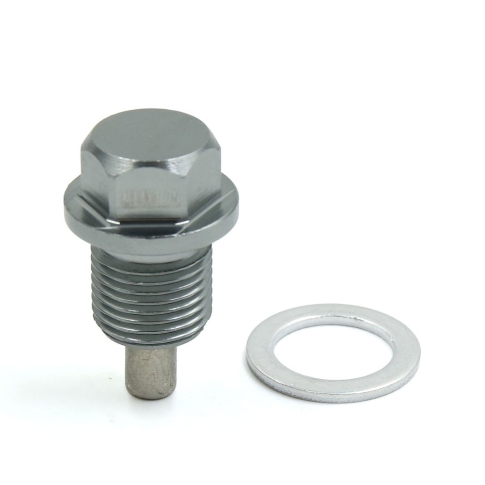 M14 x 1.25 Gray Aluminum Alloy Engine Oil Pan Drain Bolt Screw
