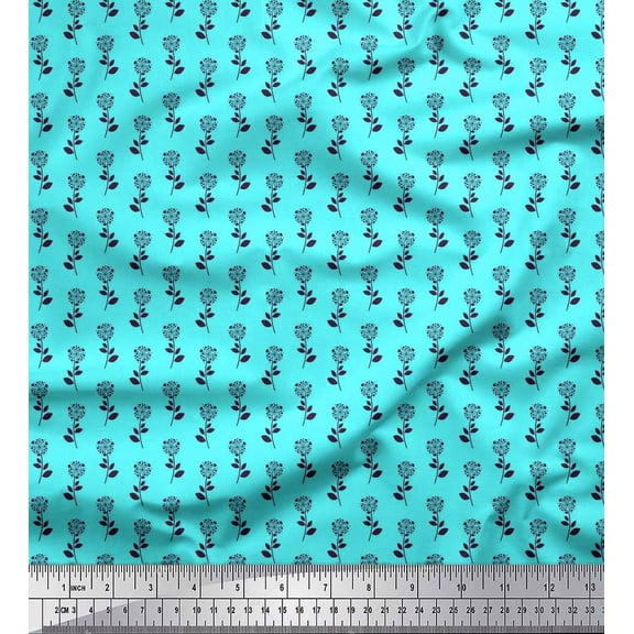 Soimoi Cotton Duck Fabric Leaves & Floral Shirting Printed Craft Fabric by The Yard 42 Inch Wide