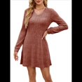 thumbnail image 1 of Vestido Tipo Suéter de Punto de Larga para Mujer, Estilo Túnica Informal con Cuello en V, Conjuntos de Moda para Otoño. Color Chocolate XXL, 1 of 7