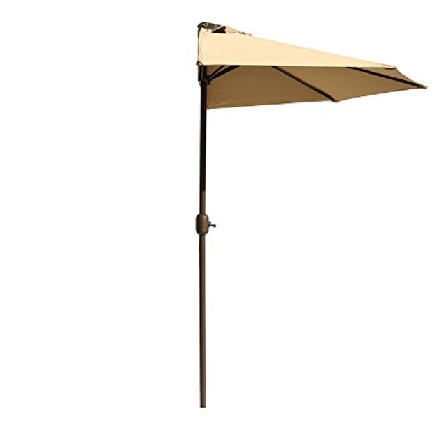 Le Papillon 9ft Outdoor Half Round Patio Umbrella Wall Balcony Door With Crank Beige Walmart Com Walmart Com