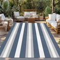 thumbnail image 2 of Haze Blue Stripe Outdoor Rug 6x9 Ft - Reversible Patio Rug Outdoor Camping Rugs, Farmhouse Blue Gray Striped Washable Indoor Outdoor Area Rugs, Non-Slip Outdoor Carpet Runner for Deck/Porch, 2 of 8