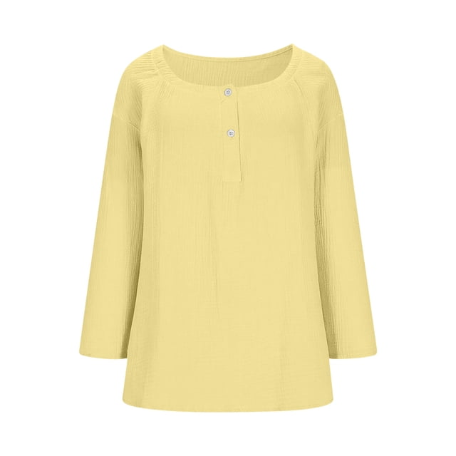Camisetas de Trabajo de Manga Larga con Cuello de Botón Pullover Top Suelto para Casual, Viajes, Calle Y Escuela