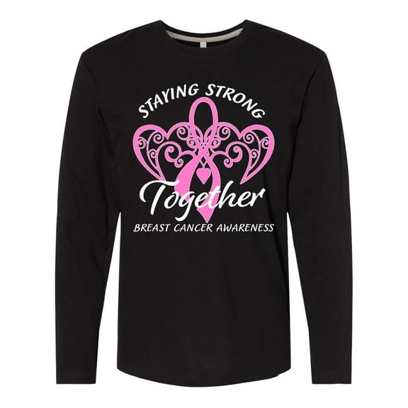Inktastic Staying Strong Together with Pink Breast Cancer Ribbon Long Sleeve T-Shirt