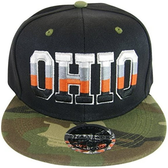 Ohio 4-Color Letters Men's Adjustable Snapback Baseball Cap (Black/Camo)