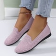 thumbnail image 4 of Rokment Women's Glitter Rhinestones Wedges Loafers Walking Shoes Sparkly Comfortable Knit Low Heel Slip on Casual Dress Sneakers Light Purple Size 9, 4 of 6