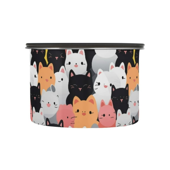 Cute Kittens Cat Airtight Coffee Bean Canister 17oz Food Storage Containers with Lids For Gournd, Tea, Sugar, Flour, Rice, Cereal, Candy Cookie Jar