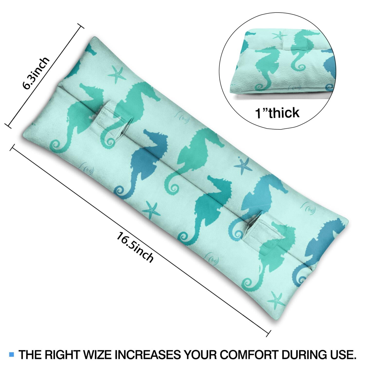 Tropical Seahorse Seat Belt Cushion for Post-Surgery Recovery - Plush Mastectomy Pillow with Coastal Marine Life Prints, Pressure Relief Pad for Women