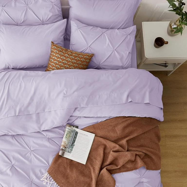 Cozy Comfort Light Purple Comforter Set Queen Bed in a Bag Queen 7 Pieces Pintuck Beddding Sets Light Purple Bed Set with Comforter Sheets Pillowcases Shams Walmart
