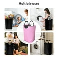 thumbnail image 6 of Bingfone Pink Laundry Hamper,Large Canvas Fabric Lightweight Storage Basket Toy Organizer Dirty Clothes Collapsible, 6 of 6