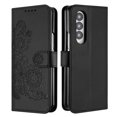 thumbnail image 4 of Wallet Case for Samsung Galaxy Z Fold 4, PU Leather Flip Protective Phone Case Card Slots Holder Pocket Emboss Flower Stand Magnetic Book Case for Samsung Galaxy Z Fold 4 - Black, 4 of 8