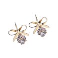 thumbnail image 2 of Pendientes de lazo de cristal, joyería elegante de gama alta para mujeres y niñas (oro) Feliz Sencillez, 2 of 2